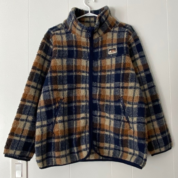NWT Team Ltd. ladies blue plaid teddy zip jacket size small (fits more like a M) - Picture 1 of 13